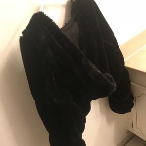 All black faux furr mini coat